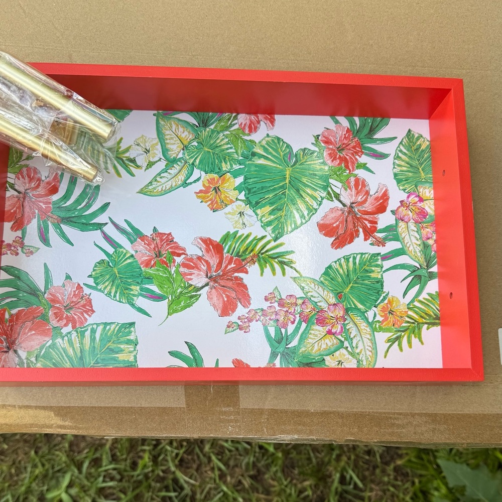 Palm chic Tropical Floral Serving Tray